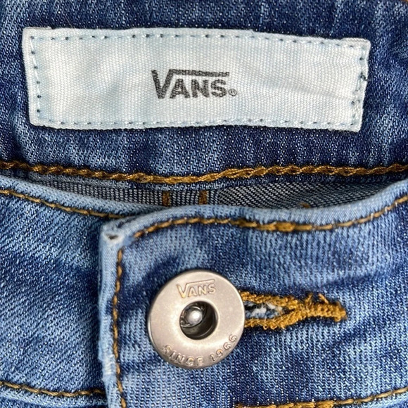 VANS High Waist Skinny Jeans Blue Medium Wash Distressed Busted Knee Skater 28 - Picture 7 of 11
